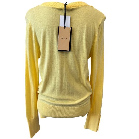 New HALOGEN Women's Yellow Button Cuff Crewneck Sweater Size L - Picture 5 of 9
